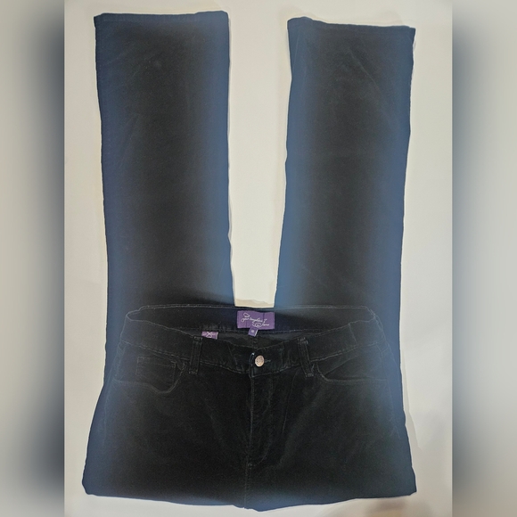 NYDJ Velvet Pants Size 16 Black Bootcut Gothic Inspired High Rise Velour Bottoms - Picture 5 of 9